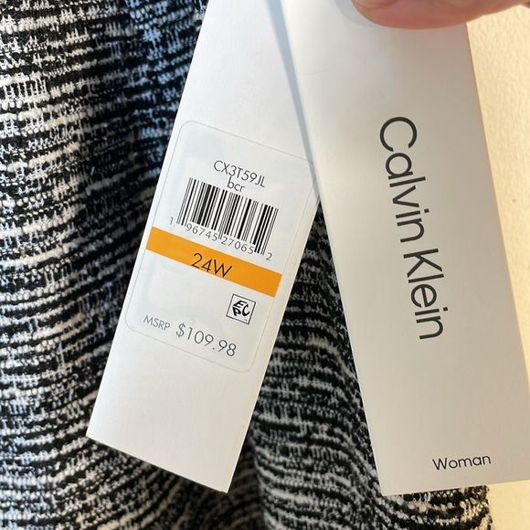 NWT. Calvin Klein 24W Tweed Sheath Crewneck Dress. - Picture 3 of 14